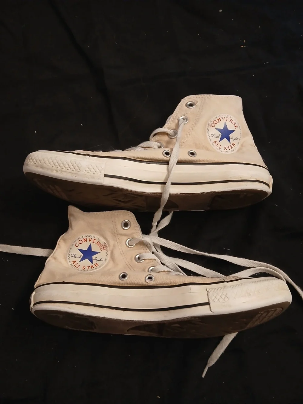 Converse High Top Sneakers in Light Beige Canvas